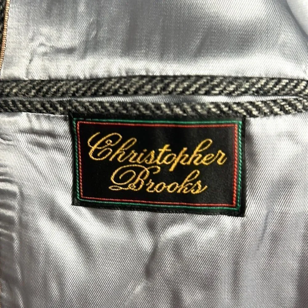 Christopher Brooks Gray Wool Two-Button Single Vent Herringbone Sport Coat 42R